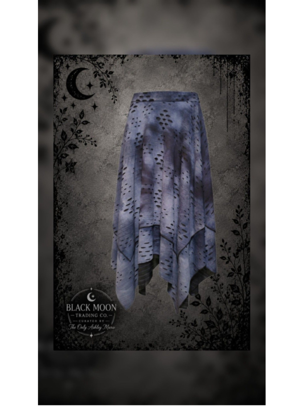Killstar x Corpse Bride Hauntly Maiden Skirt – Black/Blue distressed handkerchie